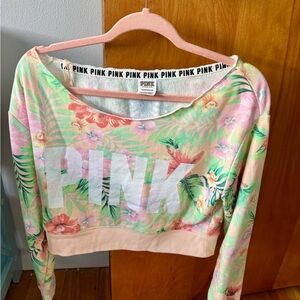 NWOT, PINK Victoria’s Secret, XS, Tropical Cropped Sweatshirt